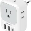 European Travel Plug Adapter USB C, TESSAN International Plug Adapter with 4 AC Outlets and 3 USB Ports, Type C Power Adaptor Charger for US to Most of Europe Iceland Spain Italy France Germany