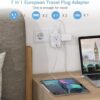 European Travel Plug Adapter USB C, TESSAN International Plug Adapter with 4 AC Outlets and 3 USB Ports, Type C Power Adaptor Charger for US to Most of Europe Iceland Spain Italy France Germany - Image 3